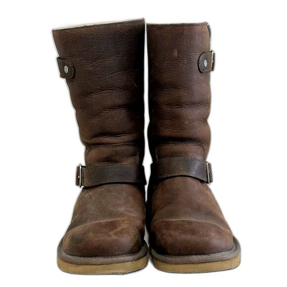 UGG Australia Boots Women's Size 7 Brown Kensington Leather Shearling Boot 5678 - Picture 1 of 12